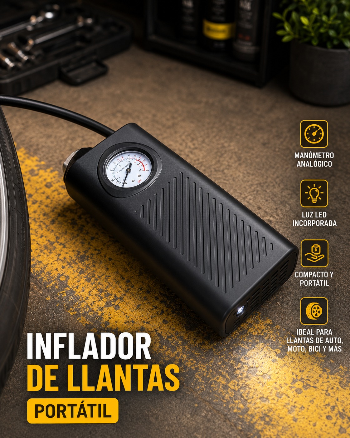 INFLADOR DE LLANTA PORTÁTIL 